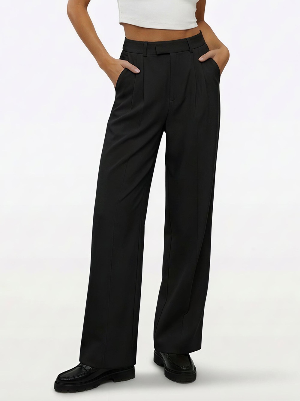 Cuts Clothing Black High-Waist Wide Leg Trousers